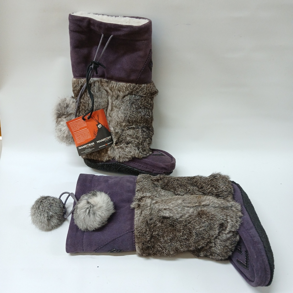 MANITOBAH Mukluks Snowy Owl Suede Waterproof Winter Boots EU 35 (US 5) Plum